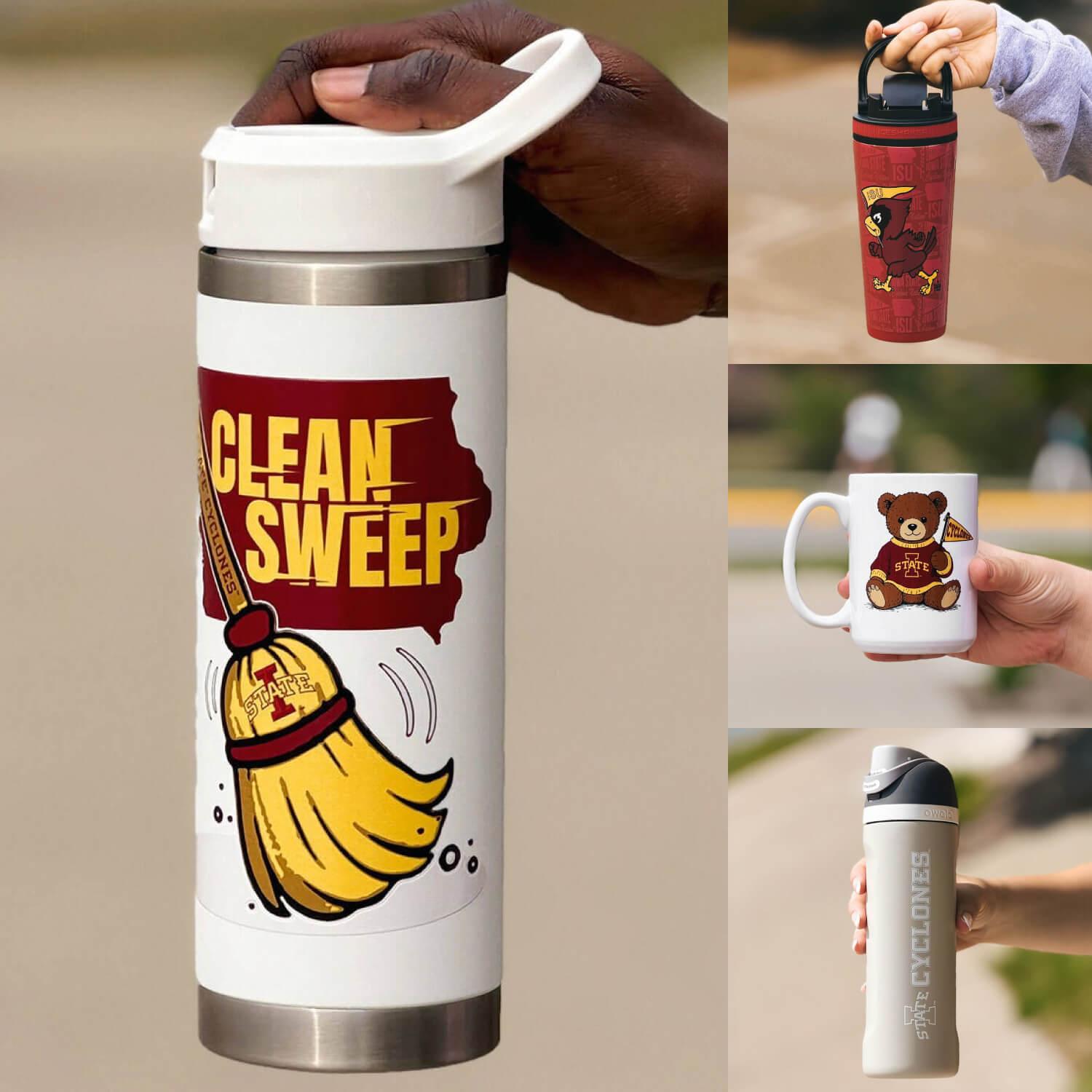 A collage showing the Iowa State Drinkware collection.